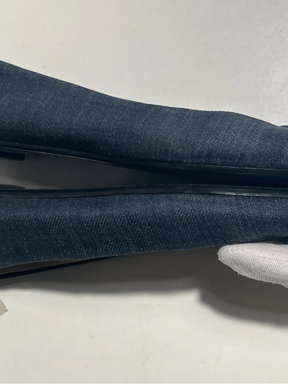 CHANEL Dark Navy Denim Ballet Flats